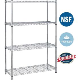 4 Shelf Wire Shelving,Height Adjustable Metal Shelving,for 1000 LBS Capacity,Chrome