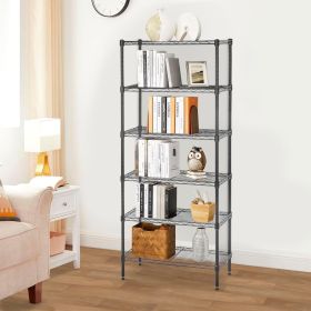 -Tier Adjustable Wire Shelving,with One 6-Tier Shelf or Two 3-Tier Shelf(Black, 13" D x 23" W x 59" H)