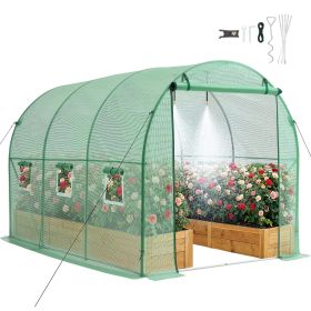 Walk-in Tunnel Greenhouse, 10 x 7 x 7 ft Hoop House Greenhouse Tunnel, Plant Hot House with 4 Nozzles, 26.25 ft Hose, Steel Frame, PE Cover