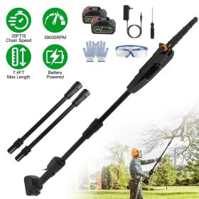 Cordless Pole Saw, 7.4ft Adjustable Length Chainsaw with 775W Motor (35ft/s Chain Speed), 2x 3000mAh Batteries & Safety Protection