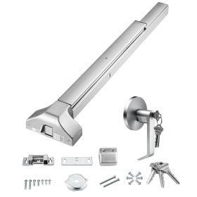 Door Push Bar Panic Exit Device, 31' Stainless Steel Commercial Emergency Exit Door Push Bar with Exterior Lever and 3 Keys