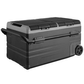 Car Refrigerator, 12 Volt Car Refrigerator Fridge, 115 L Dual Zone Portable Freezer with Wheels and Handle, -4-68 F