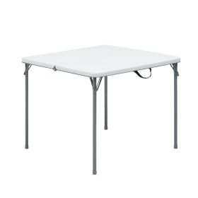 34" Square Resin Fold-in-Half Table, White