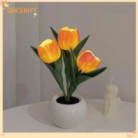Tulip Lamp - LED Replica Tulip Table Lamp With Flower Vase For Desktop Decoration. Suitable For Home, Living Room, Desktop Decoration, Holiday Gi (Option: Orange)