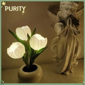 Tulip Lamp - LED Replica Tulip Table Lamp With Flower Vase For Desktop Decoration. Suitable For Home, Living Room, Desktop Decoration, Holiday Gi (Option: White)