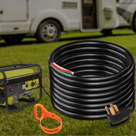 50Ft 50Amp Generator Extension Cord 6 Gauge STW 6/3+8/1 Generator Cord Generator Power Cord N14-50P To Bare Wire Cut Wire Cord Extension Power Co (Option: Black)