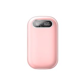 Large Capacity Double-sided Heating Digital Display USB Charging Portable Hand Warmer (Option: N25 Pink-1PCS)