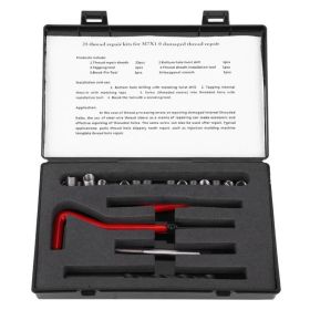 25Pcs Thread Repair Kit Stainless Steel Twisted Drill Wrench Threaded Insert Tap Insertion Tool M7x1 (Option: Default)
