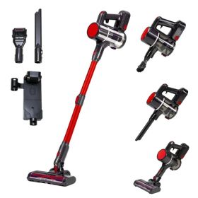 Cordless Vacuum Cleaner, Lightweight Stick Vacuum Household Anti-tangling And LED Light, Powerful Rechargeable Wireless Vacuum Cleaner (Option: Blackandred)