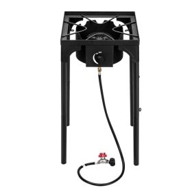 Outdoor Camp Stove High Pressure Propane Gas Cooker Portable Cast Iron Patio Cooking Burner - Single Burner 75000-BTU (Option: Defaulttitle)