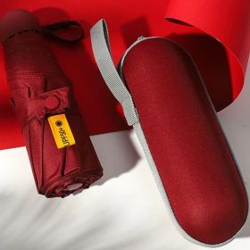 Travel Umbrella Compact Lightweight Portable Automatic Strong Waterproof Folding Umbrellas With 6 Rib Reinforced Auto Open Close UV Protection Fo (Color: Claret)