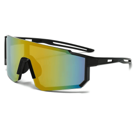 Sports Wrap Around Cycling Sunglasses Men Women UV400 Protection Polarized Mirror Lens Windproof Bike Driving Running Outdoor Sports Shield Visor (Style: Red mercury)