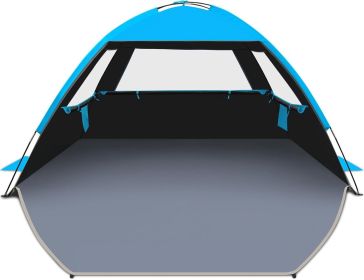 each Tent Sun Shelter for 3/4/6/8/10 Person with UPF 50+ UV Protection, Lightweight & Easy Setup Beach Shade Canopy (size: Dark Shelter-skyblue  4 Person)
