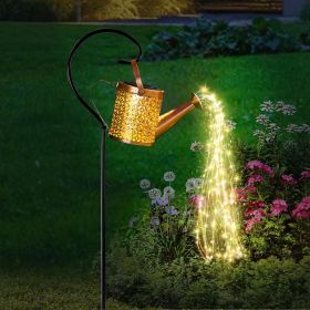 Outdoor Solar Watering Can with Lights Garden Decor Large Solar Powered Lanterns Hanging Waterproof LED Decorative Retro Metal Kettle String Ligh (Color: Warm Lights-1PCS)