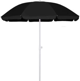 6FT Portable Picnic Outdoor Canopy Sunshade Beach Umbrella with Tilt Function (Color: Black)
